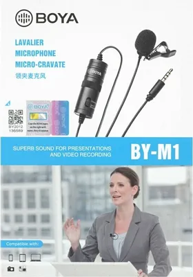 Produktbild von BOYA BY-M1, Lavalier-/Aufsteckmikrofon, -30 dB, 65 - 18000 Hz, Omnidirektional, Kabelgebunden, 3,5 mm (1/8")