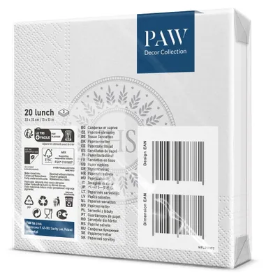Produktbild von PAW - Servietten 3-lagig (33 x 33 cm) | 20 Stück | Perfekt für Kommunion, Konfirmation, Taufe | Ideal für Jungen & Mädchen | Tischdeko Elegante Papier