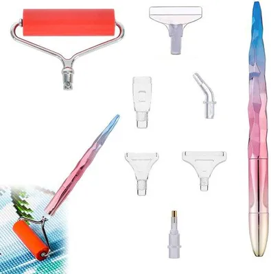 Produktbild von Diamantverf-Pensets aus Edelstahl und Kunststoff, rosa, 8-teilig