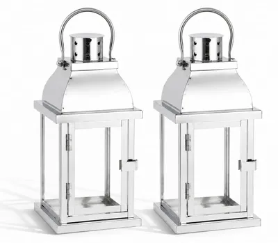 Productafbeelding van Set van 2 RVS Kaarsenlanterns voor Binnen en Buiten