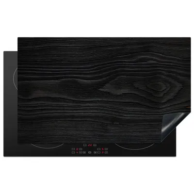 Obrázek produktu pro KitchenYeah® Krycí deska na sporák černá - vzhled dřeva, 85x52cm, dekorace do kuchyně, keramická krycí deska na sporák, krycí deska na varnou desku
