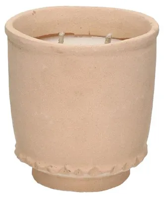 Zdjęcie produktu dla Pomax, okrągła świecznik z gliny, w kolorze kości słoniowej, średnica 12 cm, wysokość 12 cm