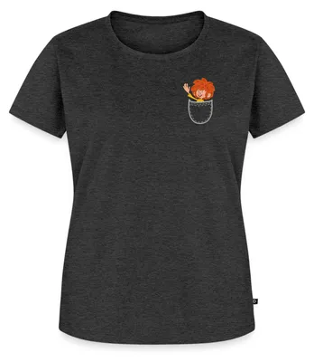 Produktbild von Spreadshirt Pumuckl Fröhlich Winkendend Brusttasche Frauen Premium T-Shirt, XXL, Anthrazit meliert