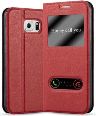 Produktbild von Cadorabo Schutzhülle für Samsung Galaxy S6 Hülle in Rot Handyhülle Book Case Cover Etui