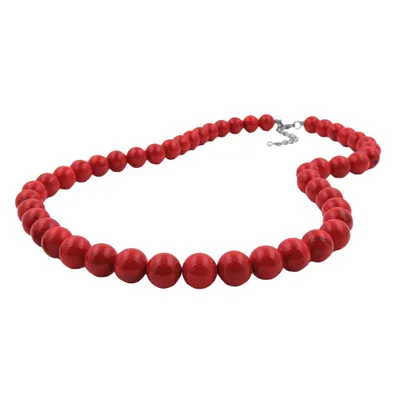 Produktbild von Kette 12mm Kunststoffperlen rot-schwarz-marmoriert 80cm