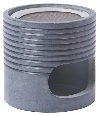 Produktbild von Weihrauchbrenner Nero mit Edelstahlsieb, Softstone, schwarze Ringe, Fair Trade, H: 9,5 cm, Ø 10 cm