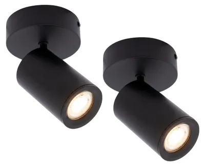 Produktbild von Ledvion 2er Set LED Deckenstrahler Schwarz 1-Licht GU10 3W Neutralweiss