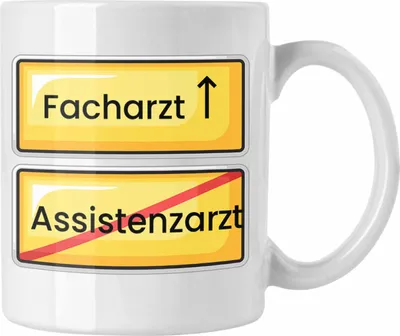 Produktbild von Trendation - Endlich Facharzt Tasse Geschenk Prüfung Bestanden Assistenzarzt Kaffee-Becher (Weiß)
