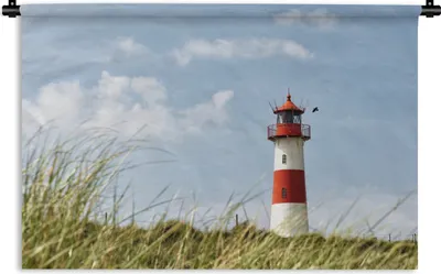 Produktbild von MuchoWow® Wandteppich Wandbehang Meer - Leuchtturm - Deutschland 60x40 cm Tapisserie Dekoration Wandtuch - Wanddekorationen