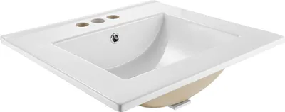 Produktbild von VEVOR Halbeinbauwaschbecken Handwaschbecken 510 x 465 mm rechteckiges Aufsatzwaschbecken mit Überlauf & 3 Wasserhahnlöchern, modernes Einbauwaschbecken für kleine Räume Küchen Badezimmer Weiß
