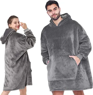 Obrázek produktu pro Teplá mikina a oversize deka 2v1 silný fleece šedá AKCE