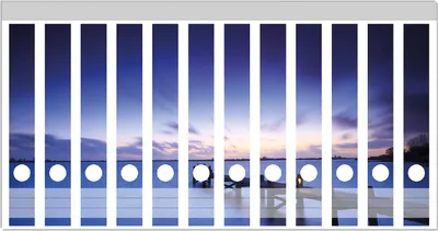Produktbild von Wallario Ordnerrücken Sticker, selbstklebend für schmale Ordner, 12 Stück, Motiv Steg bei Abenddämmerung - Blauer Himmel bei Nacht