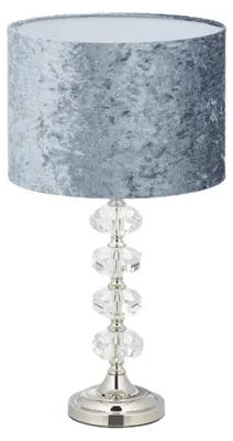 Immagine prodotto di Lampada da tavolo Relaxdays, paralume in velluto, base in cristallo, attacco E14, soggiorno e camera da letto, lampada da tavolo, A x P: 48 x 26 cm, grigia