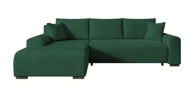 Produktbild von STOREZ24 L-Form Ecksofa NELLY inklusive Schlaffunktion, Ecke mit Bettkasten, Farbe: grün, Seite: links