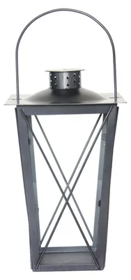 Image de Lanterne conique L en fer - Argenté - H 33,5 cm