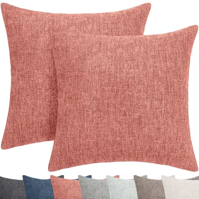 Produktbild von Selfitex 2er Set Couchkissen 40x40 cm, Sofakissen mit Füllung und Bezug, kuschelweiches Lesekissen, dekoratives Fernsehkissen, Deko- und Kopfkissen, Rückenkissen mit modernem Design (Rosa)