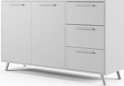 Obrázek produktu pro Nábytek24 Komoda Bali se 3 zásuvkami 2 dvířka příborník zásuvková skříňka bílá