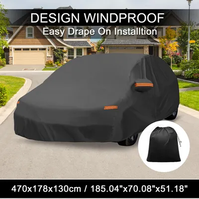 Image de Housse De Voiture Pour Toyota Prius Hatchback Film Aluminium Housse Voiture Toutes Saisons ImpermšŠable Coupe-Vent Protection Soleil, Pluie, Neige Fermeture šŠclair Conducteur Noir