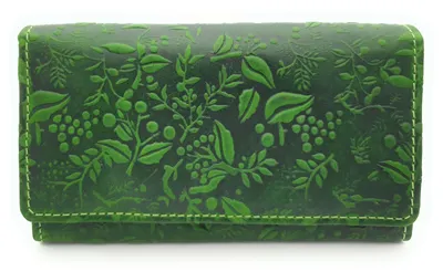 Produktbild von Hill Burry echt Leder Damen Geldbörse Portemonnaie floral RFID NFC Schutz grün
