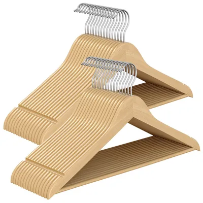 Kleiderbügel aus Birkenholz, 30er Pack, 360° drehbar