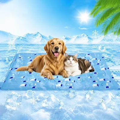 Immagine prodotto di Tappetino refrigerante per cani, colore blu, dimensioni 60x90 cm