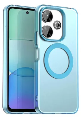 Image de Etui magnétique pour Xiaomi Redmi 13 4G, étui antichoc fin, mat et translucide Bleu