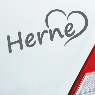 Produktbild von Auto Aufkleber Herne Herz Stadt City Liebe Love Heimat 18x8 cm Grau Sticker Heckscheibenaufkleber