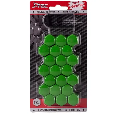 Produktbild von J-Tec Satz universelle Radmutterkappen - Grün Kunststoff - 17mm