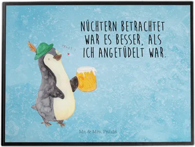 Produktbild von Mr. & Mrs. Panda schreibtischmatte Pinguin Bier - Eisblau - Geschenk, , malunterlagen, schreibtischunterlagen, Beschwippst, malunterlage, Schreibunterlage