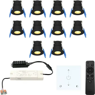Produktbild von hoftronic LED Mini Einbaustrahler 3W 200lm 2700K IP65 Schwarz 10er Set