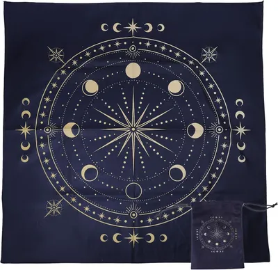 Productafbeelding van Eclipse divination tarot doek en tas 76 cm maan en ster - Dikke Fluwelen Stof Tafelkleed Divination Cirkel Tarot