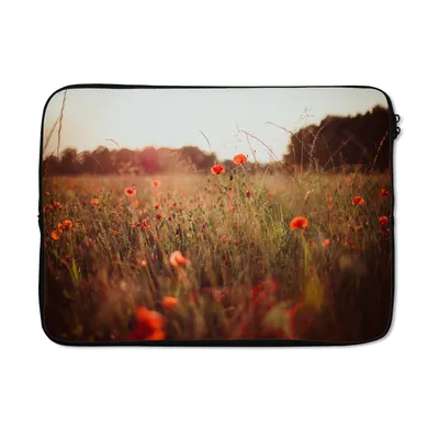 Produktbild von MuchoWow® Laptop Hülle 14 ZollSonnenuntergang - Blumen - Rot Laptoptasche - Laptoptasche - Stoßsicher - Schutzhaube
