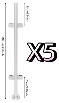 Produktbild von Treppengeländerpfosten - Mittelpfosten aus 316 Edelstahl - Höhe 110 cm - Für 12 mm Glas - Bodenmontage - Tragkraft 60 kg - 5er Set