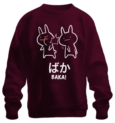 Immagine prodotto di ばか BAKA! Anime Kawaii Hase Ohrfeige Otaku Manga Japan Chibi Cute Unisex Felpa Pullover, Borgogna, 3XL
