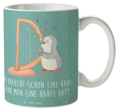 Produktbild von Mr. & Mrs. Panda Kaffeebecher Harfenzauber - Meeresbrise - Geschenk, Klang, himmlisch, Tasse, Lernen, bedruckt, Musikinstrument, Trinkbecher, Musiker, Musik, Elegant