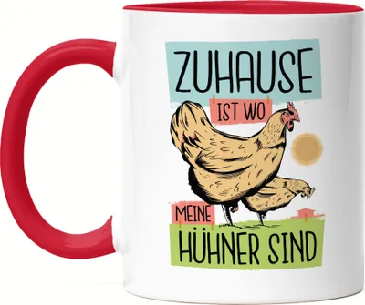 Produktbild von Zuhause Ist Wo Meine Hühner Sind Tasse Rot Huhn Fans Hühnerhof Chicken Eier Geschenkidee