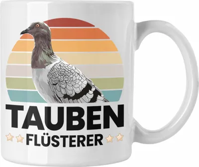 Produktbild von Trendation - Zaubenzucht Geschenk Taubenzüchter Zubehör Tauben Tasse Lustiger Spruch Taubenflüsterer Taubenliebhaber Becher (Weiß)