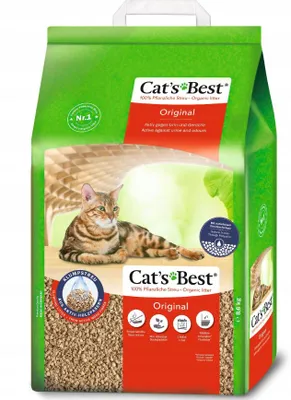 Produktbild von Cat’s Best Original Katzenstreu, 100% pflanzliches Katzenklumpstreu mit maximaler Saugfähigkeit – bekämpft Gerüche natürlich und aktiv, 8,6 kg/20