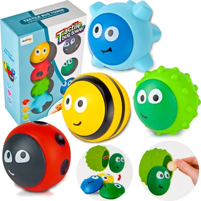 Obrázok produktu pre MalPlay senzorické loptičky | Hračky pre batoľatá | Viacfarebné | Mäkké | S veselými tvárami | Od 6 mesiacov
