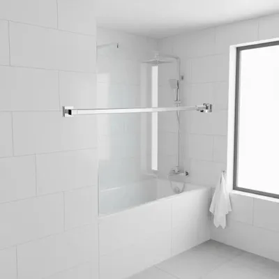 Obrázek produktu pro Podpěrná tyč pro sprchovou zástěnu - Nastavitelná stabilizační tyč - Nerezová ocel, 70–120 cm - Pro skleněné sprchové zástěny a vany - Průhledná