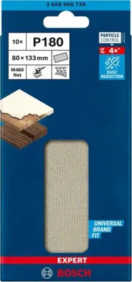Image de Feuilles abrasives BOSCH EXPERT rectangulaire bois et peinture net M480 - 80X133mm - G180 - 26089007387