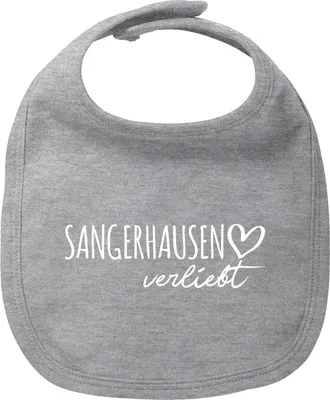 Produktbild von Huuraa Baby Lätzchen Sangerhausen verliebt Heather Grey Klettverschluss  Baumwolle Latz Geschenkidee