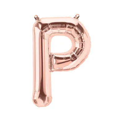 Immagine prodotto di Palloncino in foil con lettera P, oro rosa, 40 cm circa, da riempire con aria compressa
