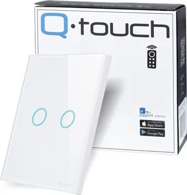 Produktbild von Glas Touch Lichtschalter Funk Wechselschalter Kreuzschalter 2-Fach LED weiß mit Fernbedienungsfunktion
