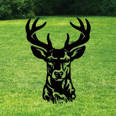 Hertenkopf Metall Garten-Deko schwarz 30x22,5x0,12 cm