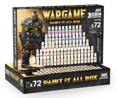 Acrylfarben-Set Wargame Paint, 72 x 17 ml, Matt, inkl. 2 Pinsel + Matte