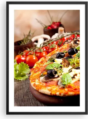 Produktbild von Gerahmtes Poster - Schwarzer Rahmen - Pizza Essen Italien Tradition - 50x70 cm - Wand Bild - Wanddeko - Wandbilder - Wandposter - Bilderrahmen - Bilder - Kunstdruck - Wandbild - P2BPA50x70-2791