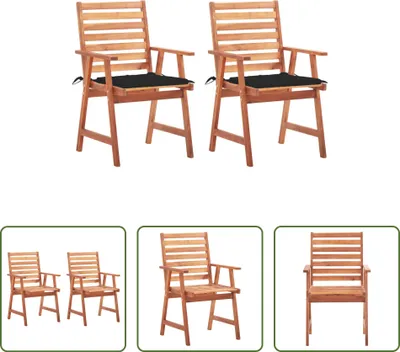 Produktbild von The Living Store Garten-Essstühle 2 Stk. mit Kissen Massivholz Akazie