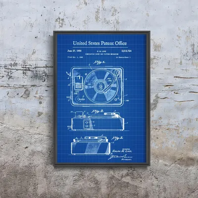 Produktbild von Poster - Canvas - Leinwand - 29,7 cm x 42 cm - Plattenspieler als US-Patent