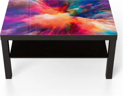 Produktbild von DEQORI Couchtisch 90x55 cm Schwarz 'Bunte Farbwolke' Glas Beistelltisch